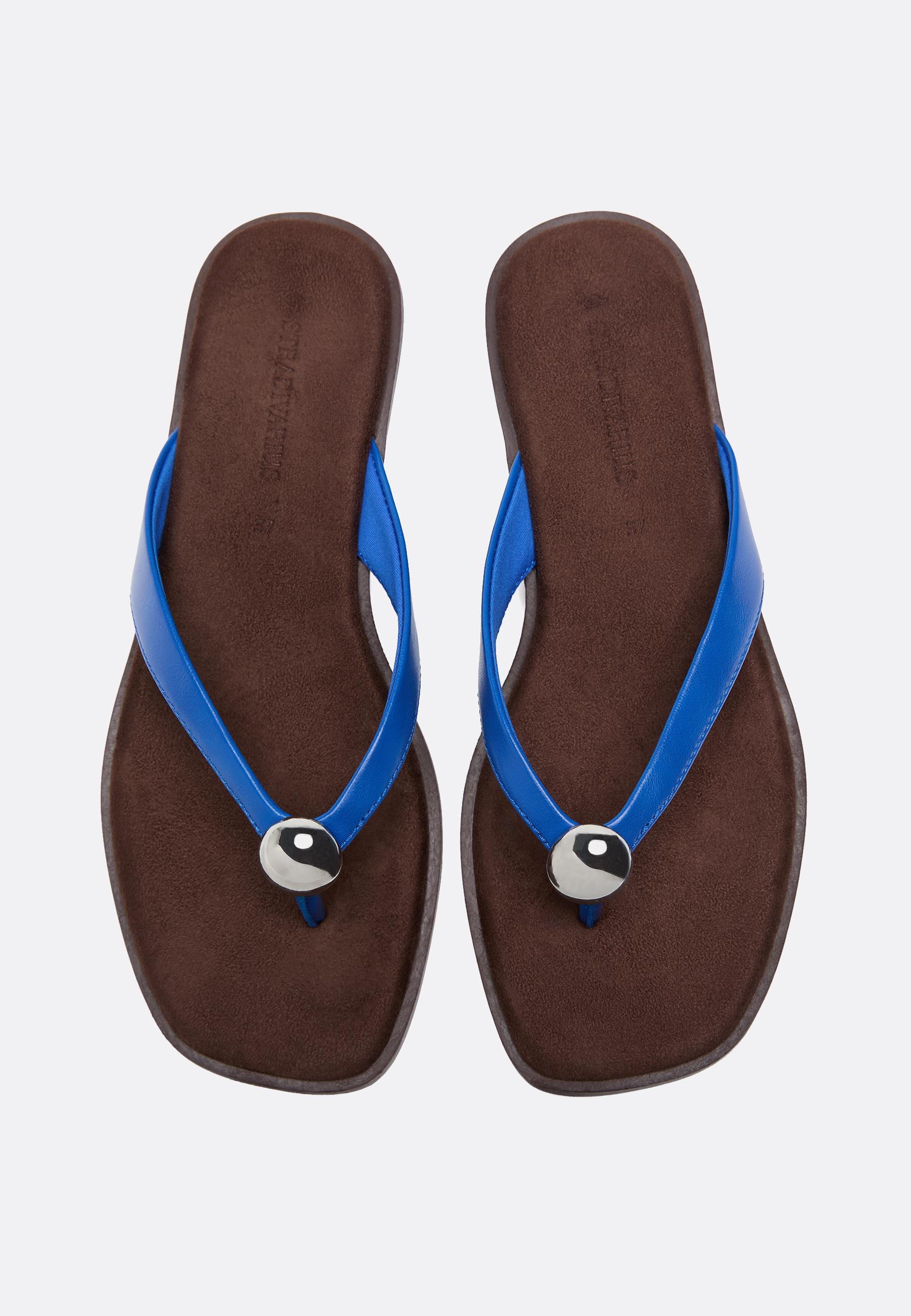 Heeled wedge thong sandals — BLUE