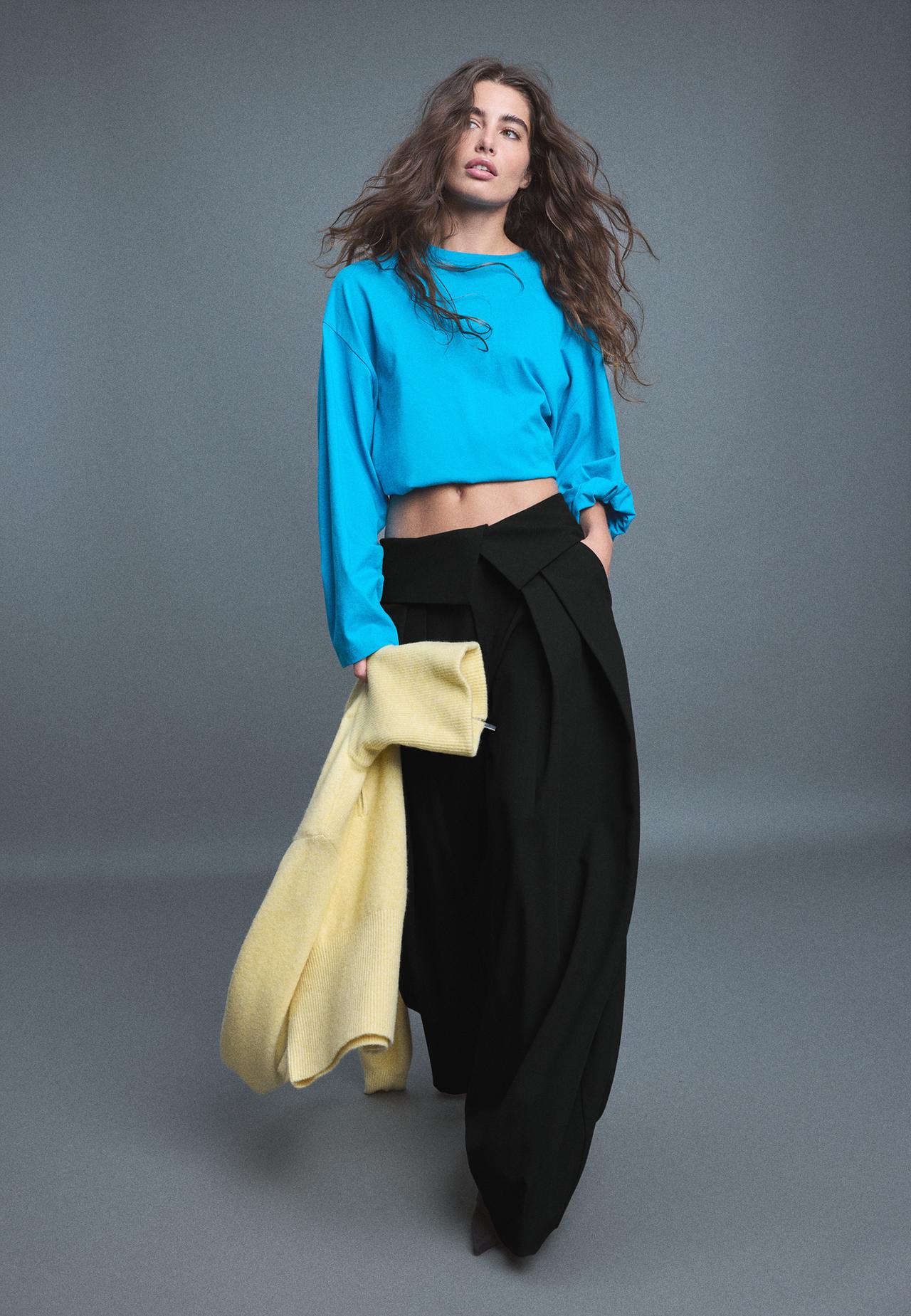 Turn-up waist smart trousers — Black