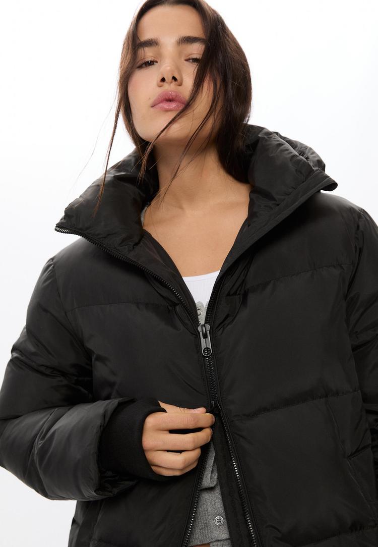 abrigo acolchado largo plumas