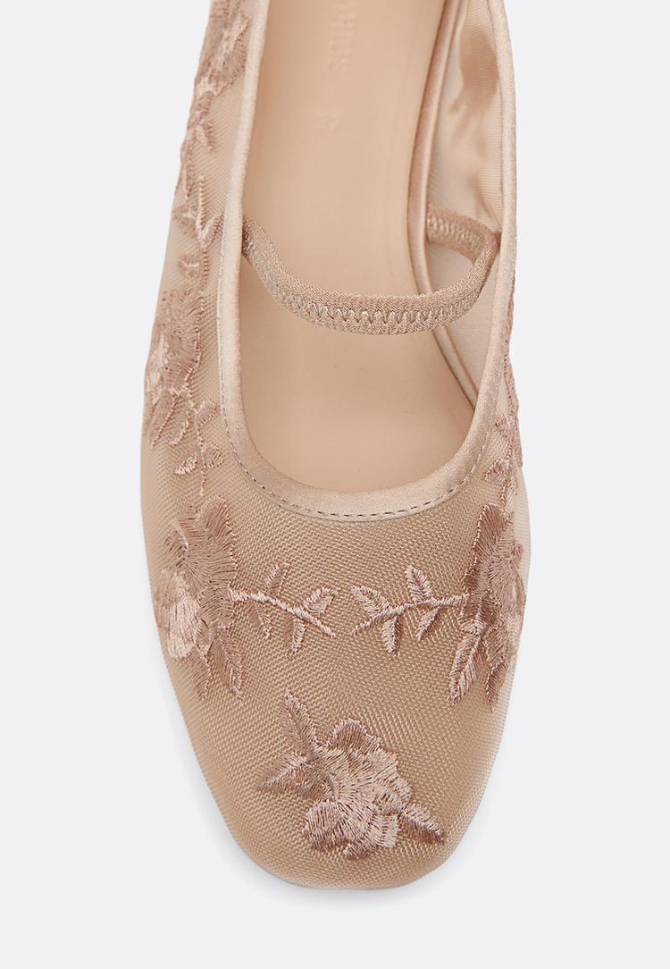 bailarinas tira hebilla bordado