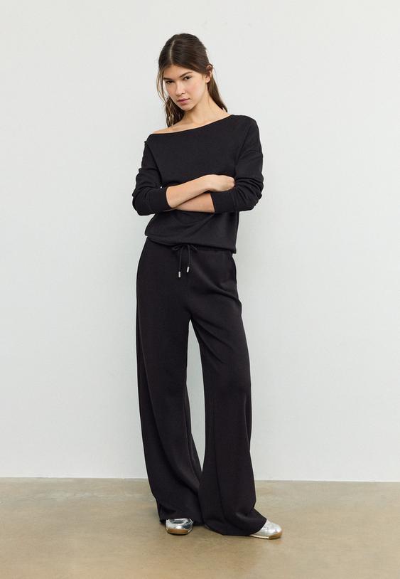 joggingbroek palazzo met zachte touch