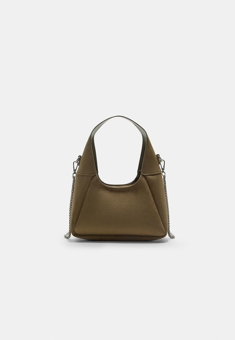 Stradivarius Kabelka Na Rameno S Ozdobnou Retiazkou Khaki Os