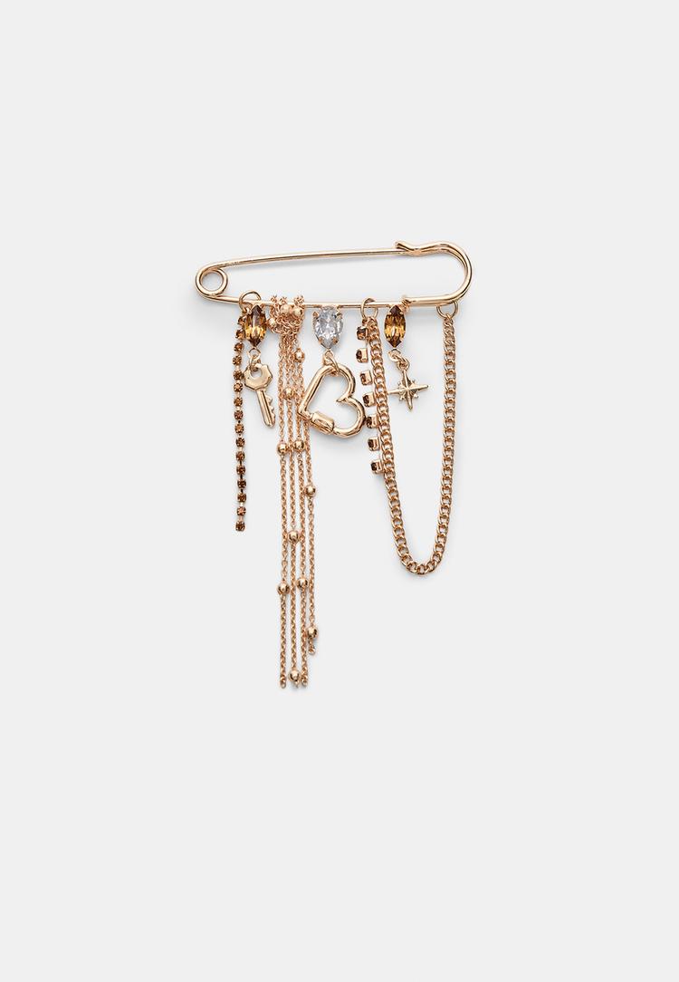 charm rhinestone chain brooch