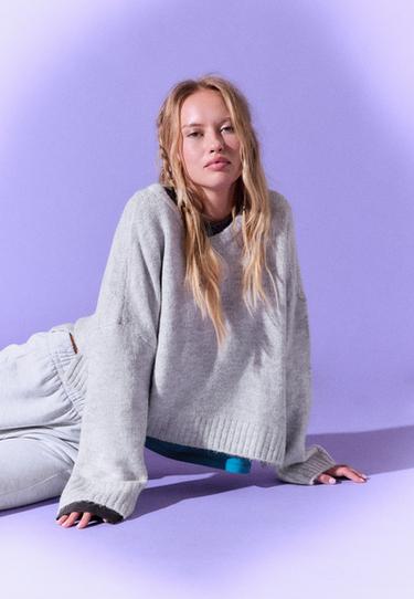 V-neck knit jumper — Grey melange 5
