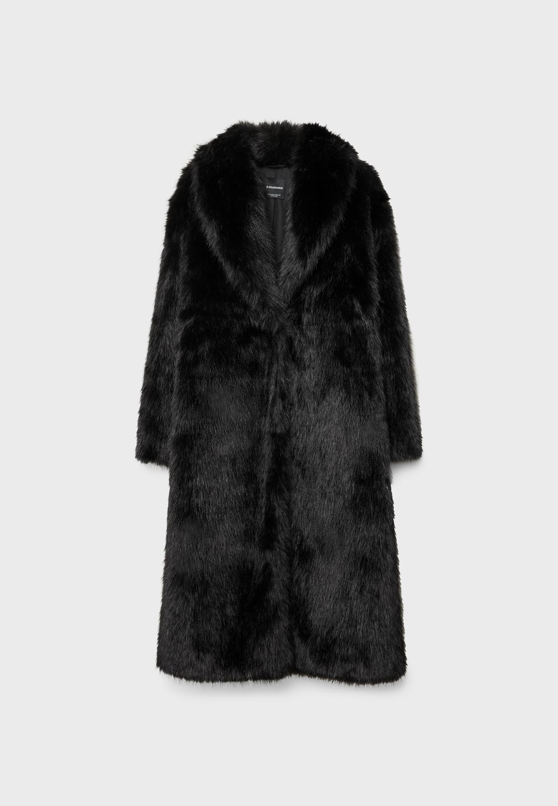 Long faux fur coat Women's fashion Stradivarius Azerbaijan