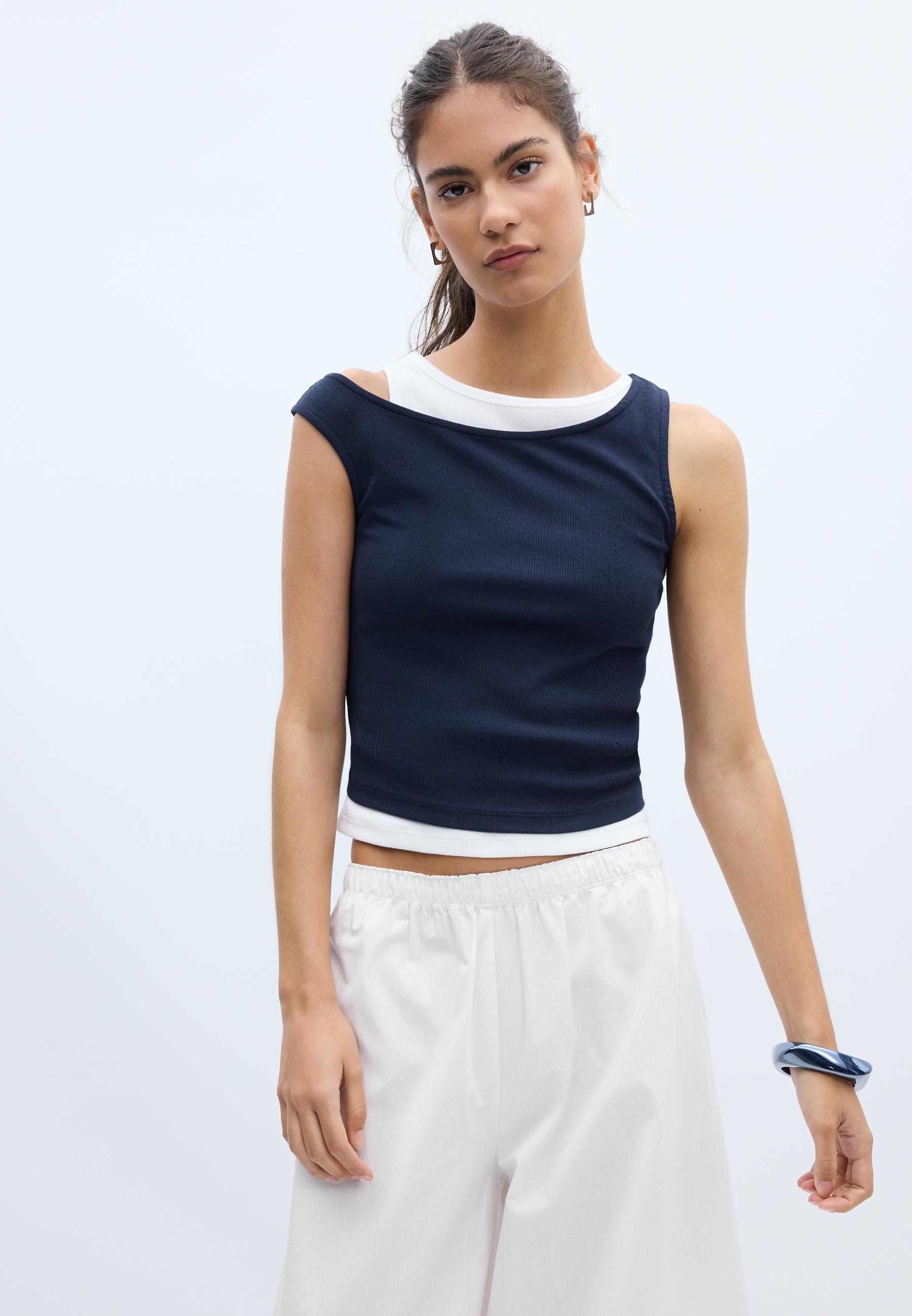 Double layer T-shirt — Navy blue