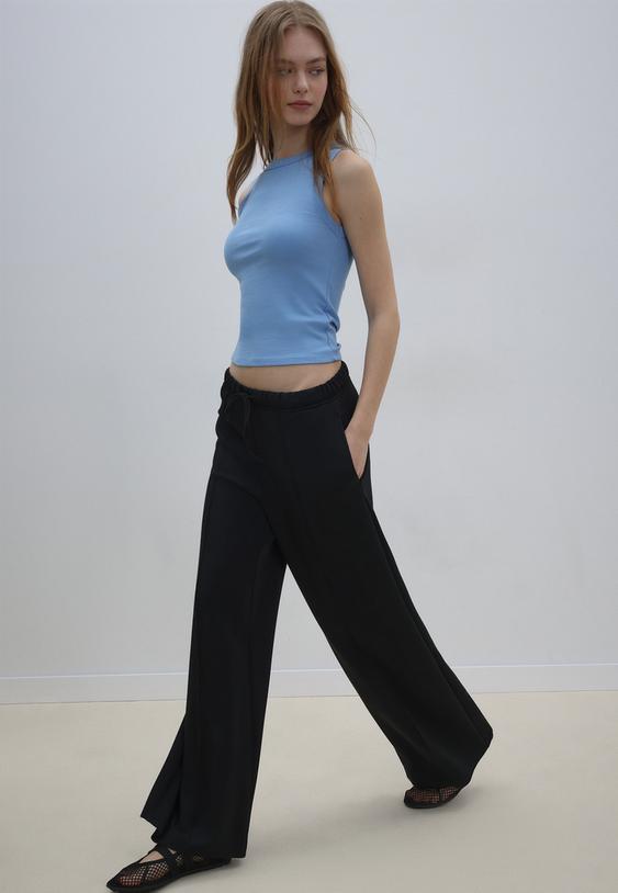 pantalon jogger wide leg nervio tacto suave