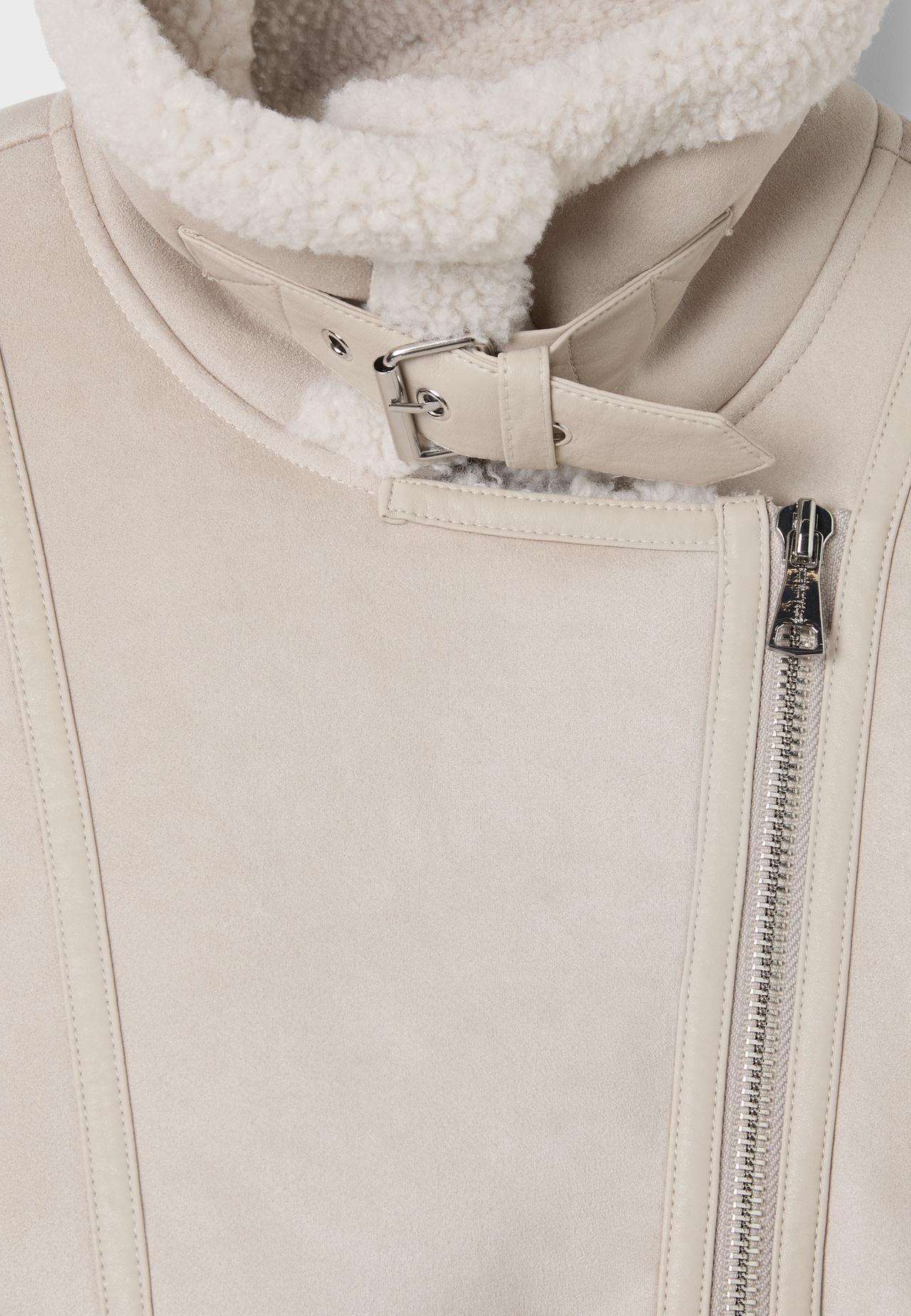 Double-faced biker jacket — Ecru