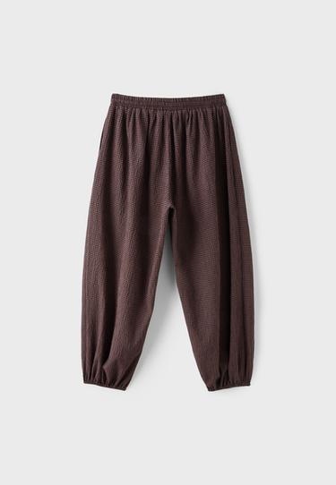 Check balloon trousers — Pale camel 8