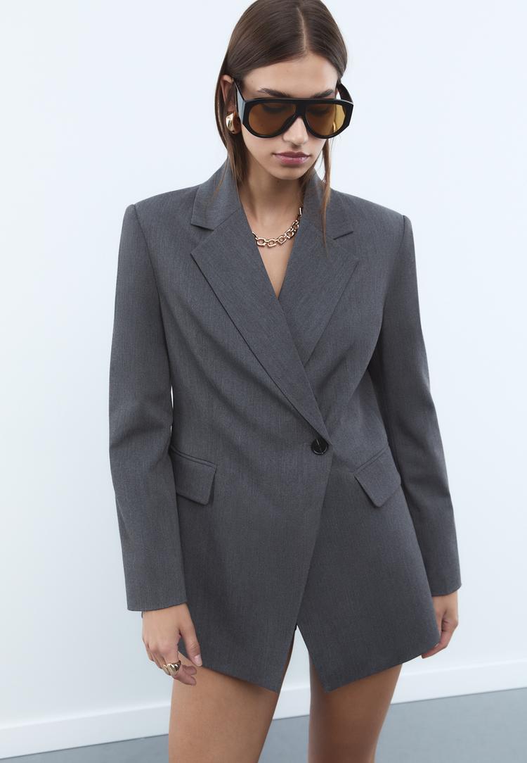 asymmetric double breasted blazer