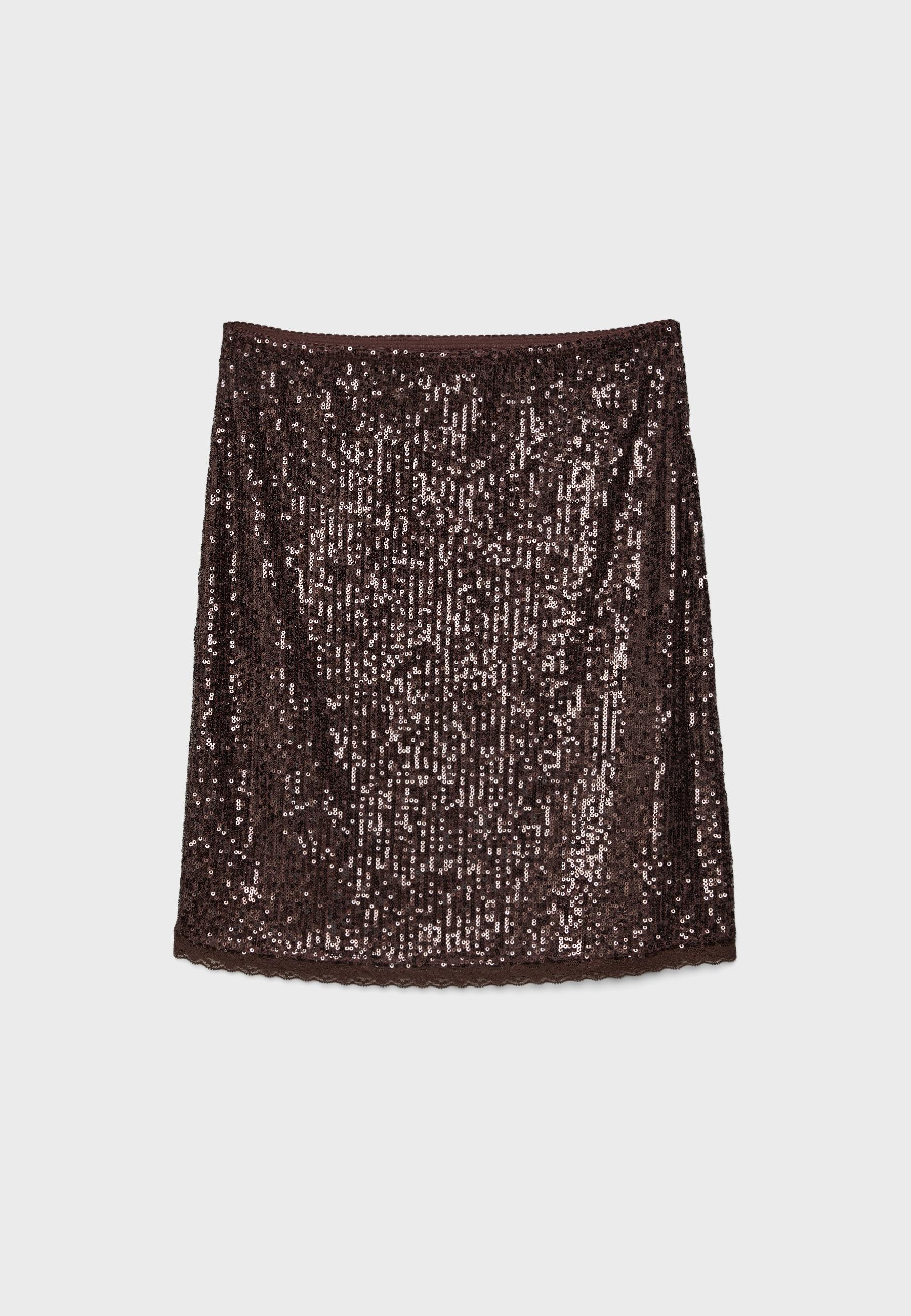 Sequin midi skirt — Brown