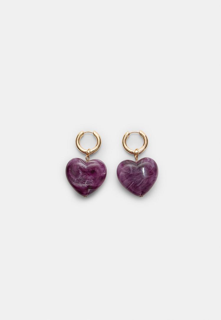 Stradivarius Náušnice Ve Tvaru Srdce Lilac Os