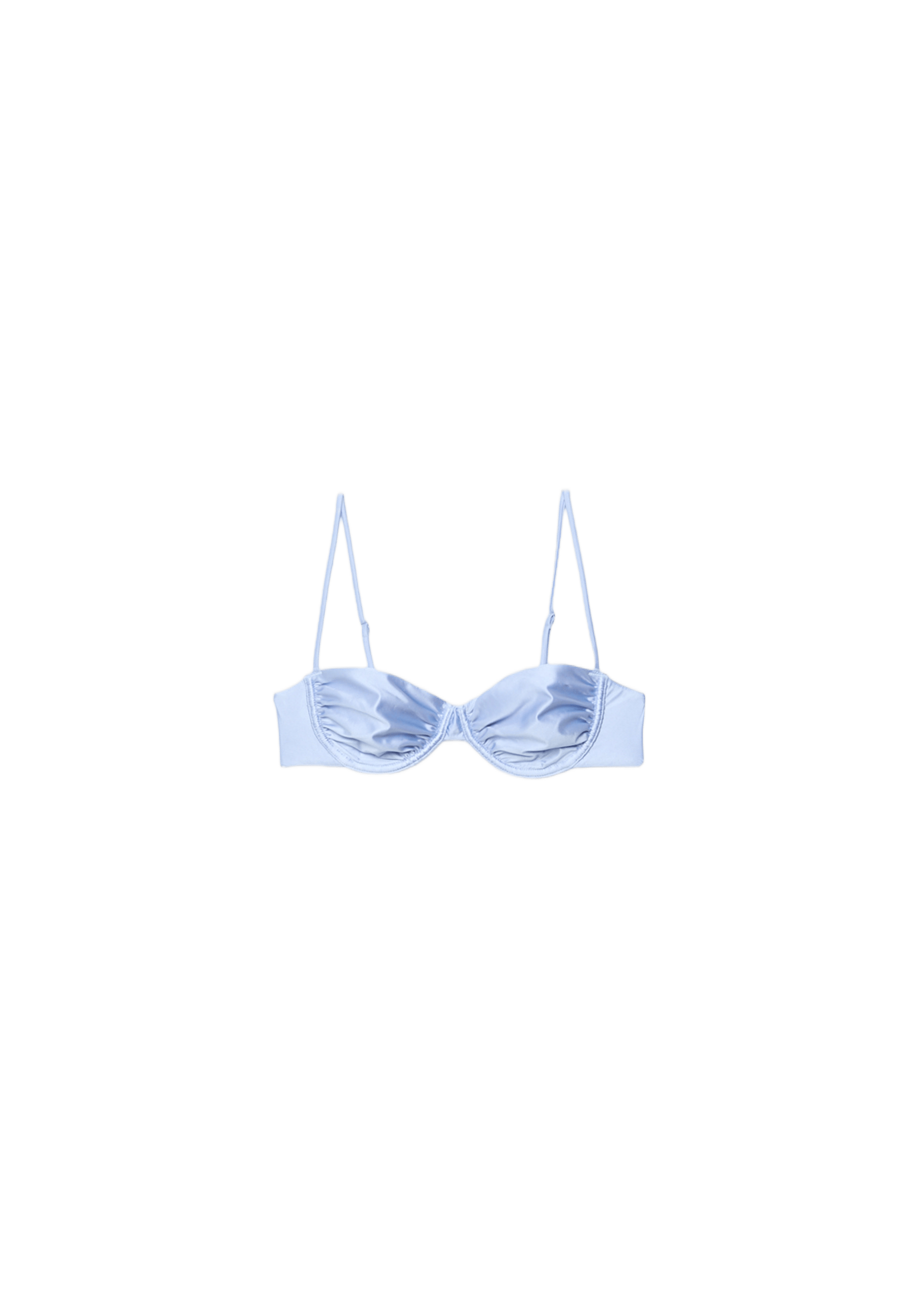 Satin balconette bikini top — Sky blue