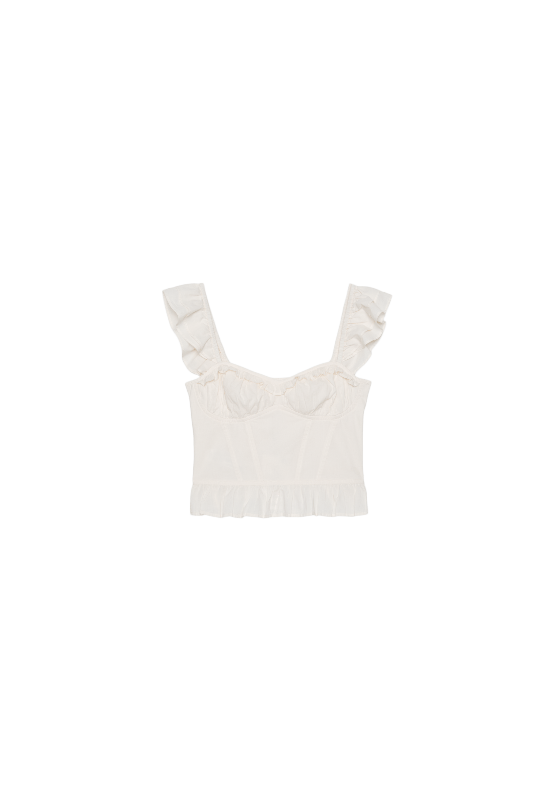 Ruffled corsetry-inspired top — Ecru