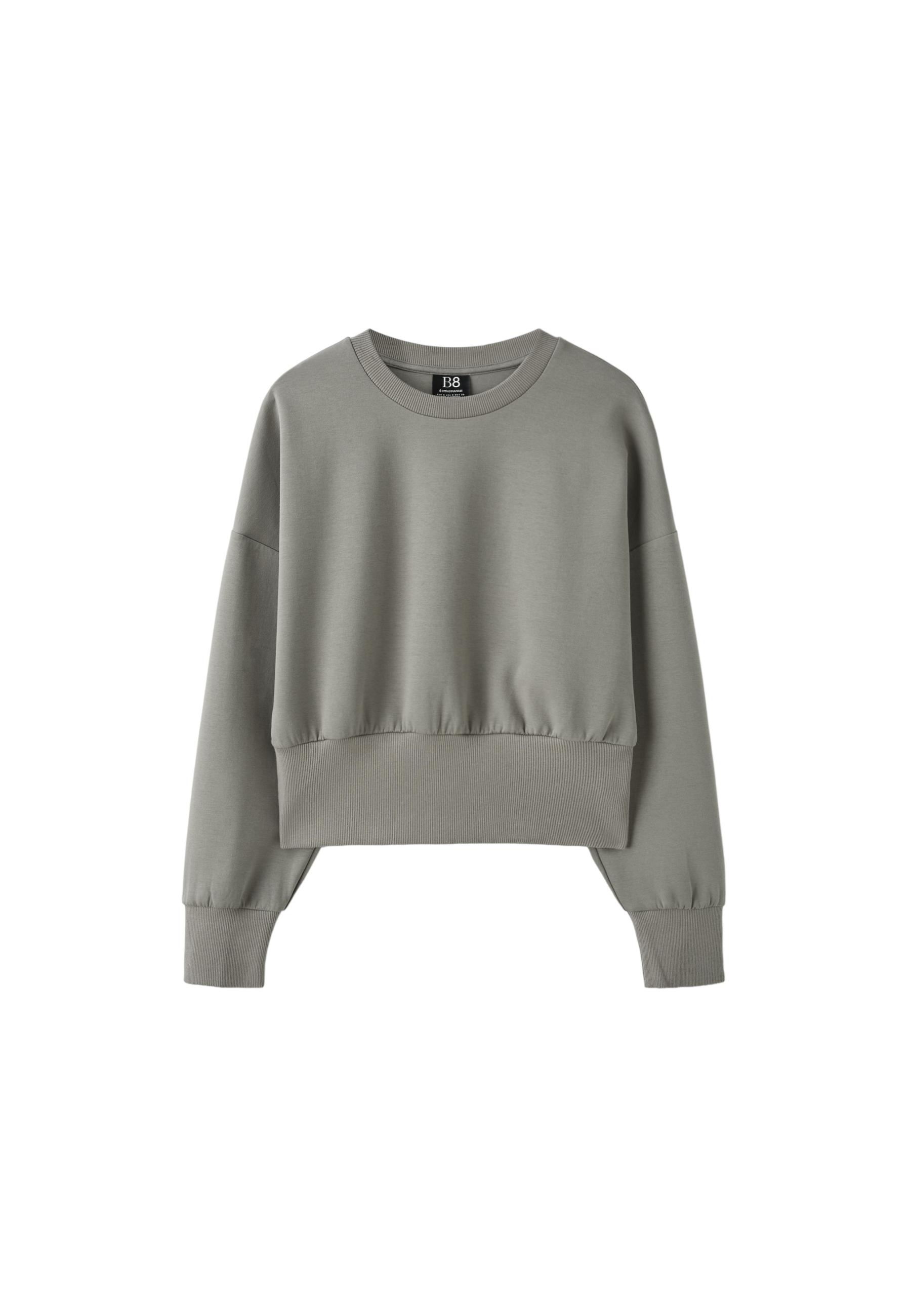 Cropped sweatshirt with wide waistband — Brown