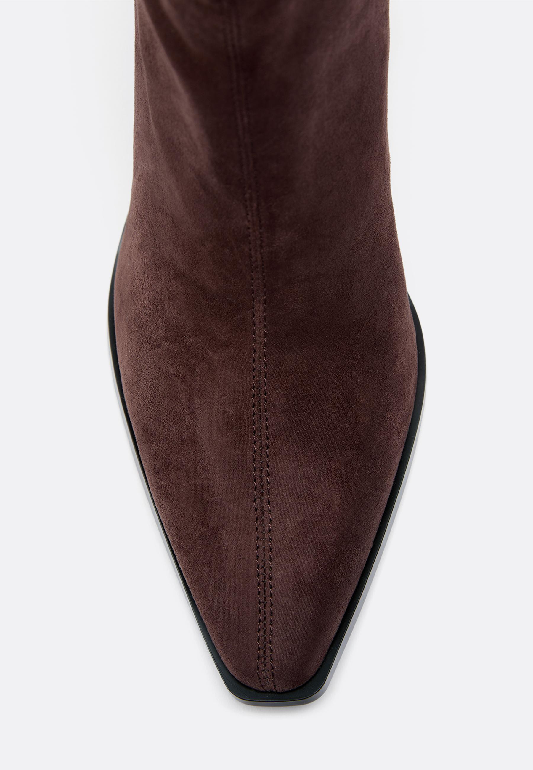 Faux suede block heel ankle boots — BROWN