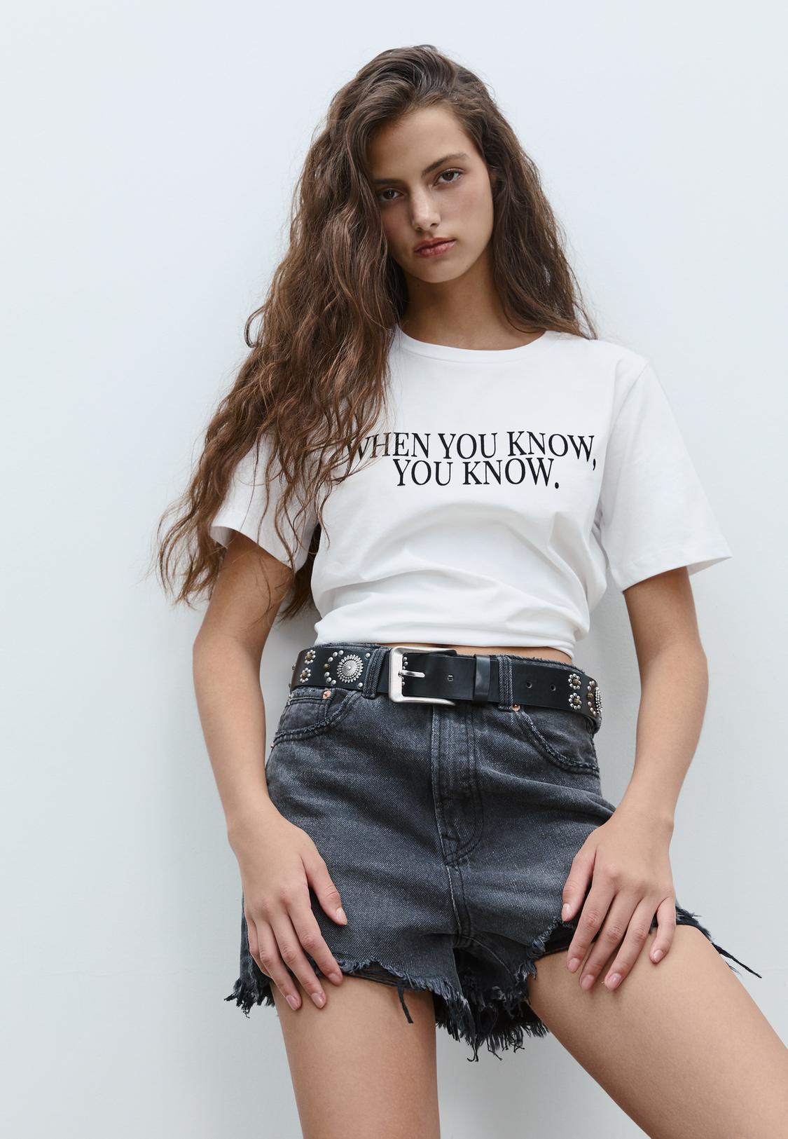 Maglietta con stampa testo Moda da donna Stradivarius Italia