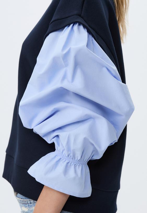 sweatshirt met gecombineerde pofmouwen