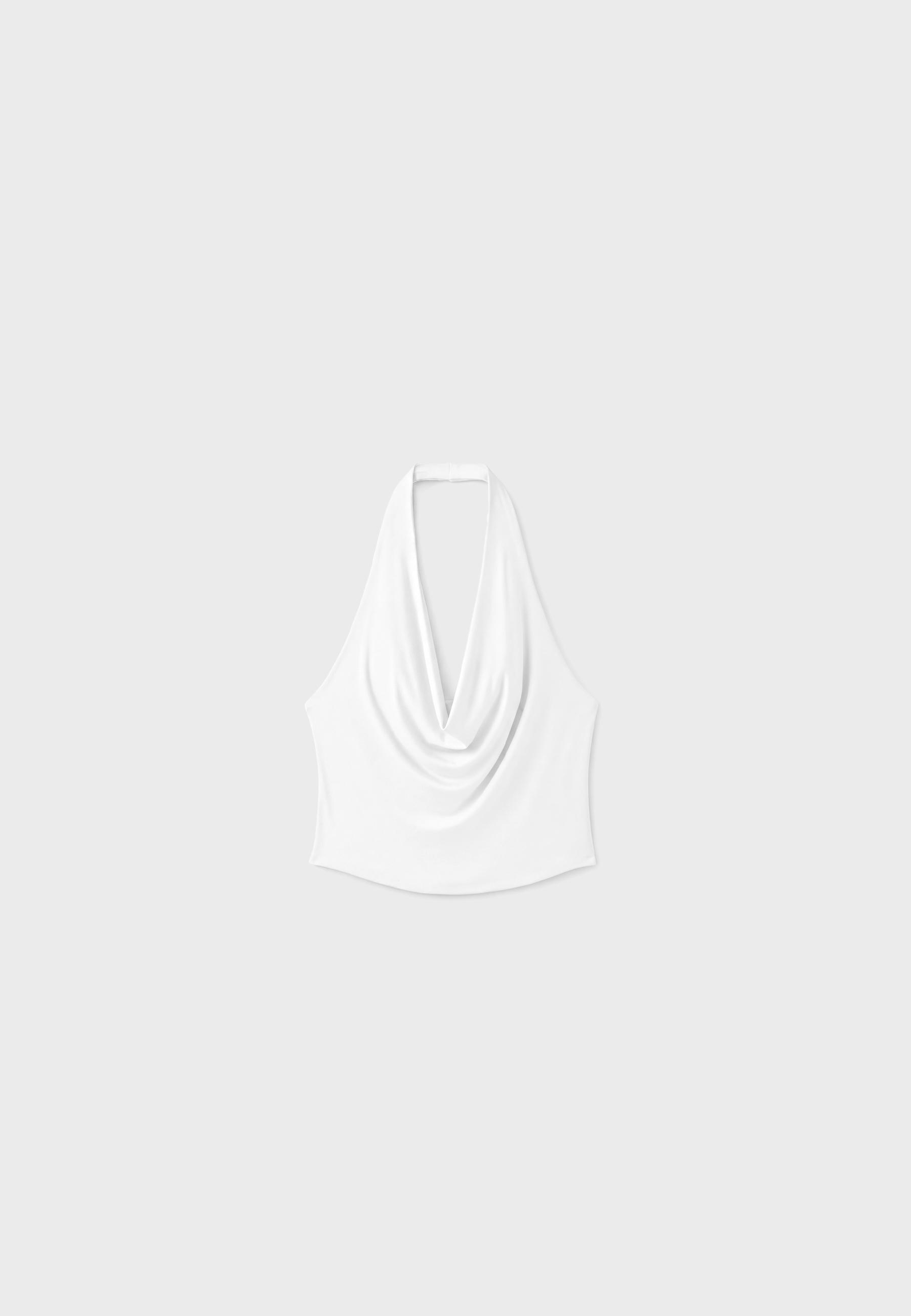 Draped halter top — Ecru