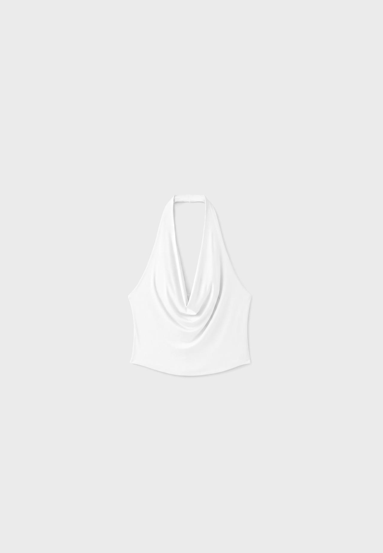 Draped halter top — Ecru