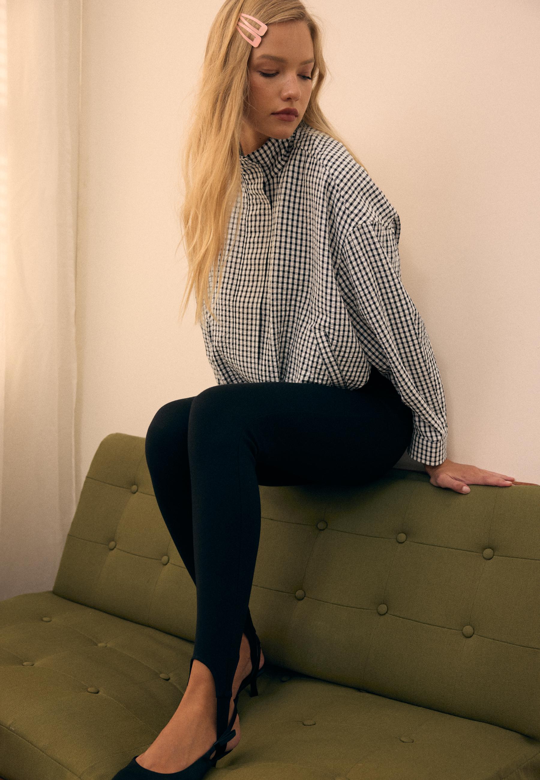 Oversize check print jacket — Black