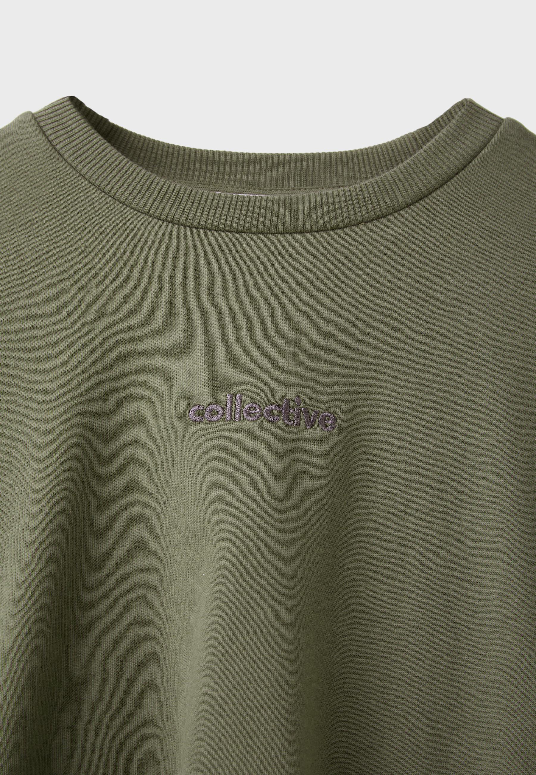 Balloon-hem cropped sweatshirt — Khaki (alternate view)