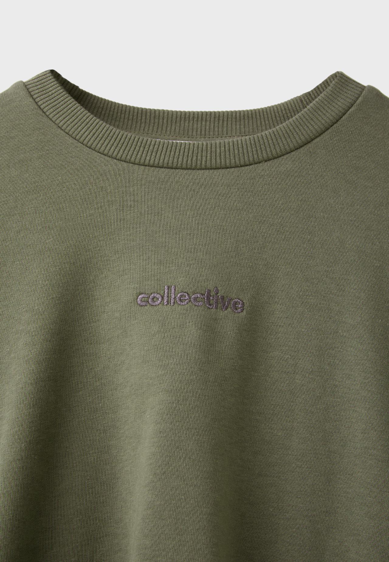Cropped balloon sweatshirt — Khaki