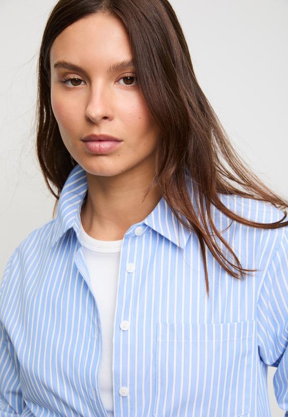 camisa basica bolsillo popelin rayas