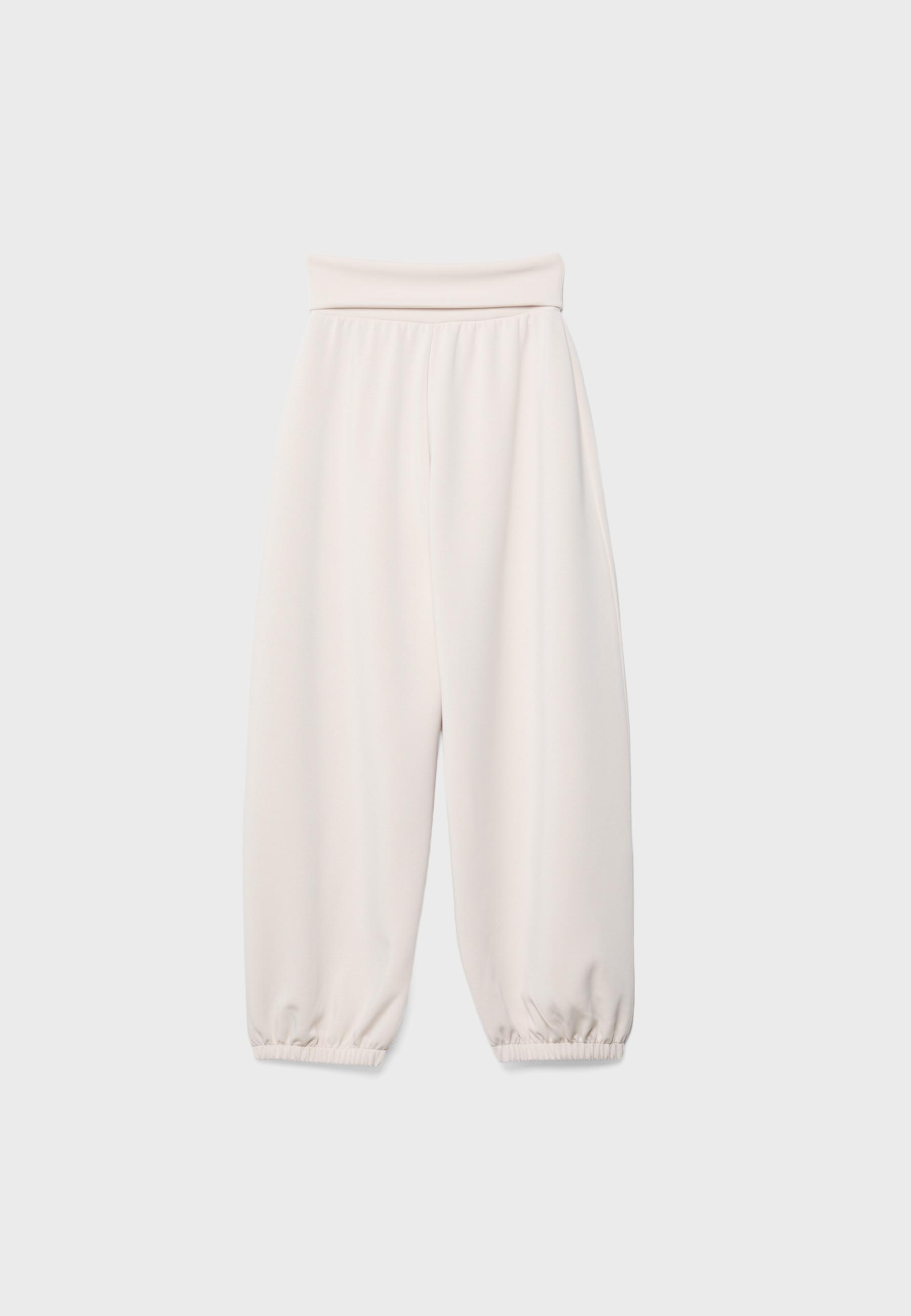 Soft-touch balloon jogger trousers with turn-up waist — Stone