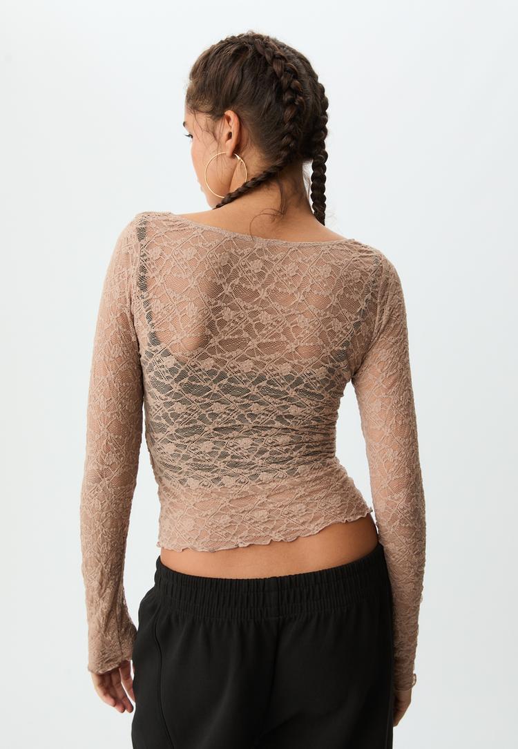 camiseta drapeada encaje