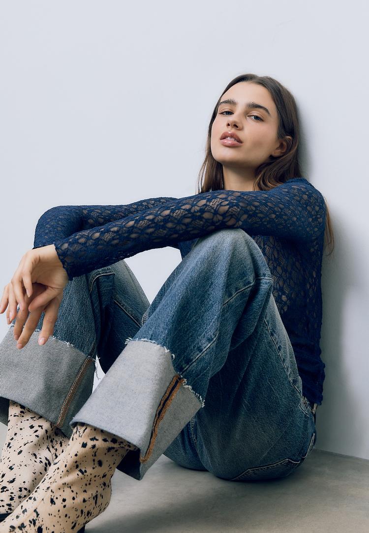 tshirt met lange mouwen van kant