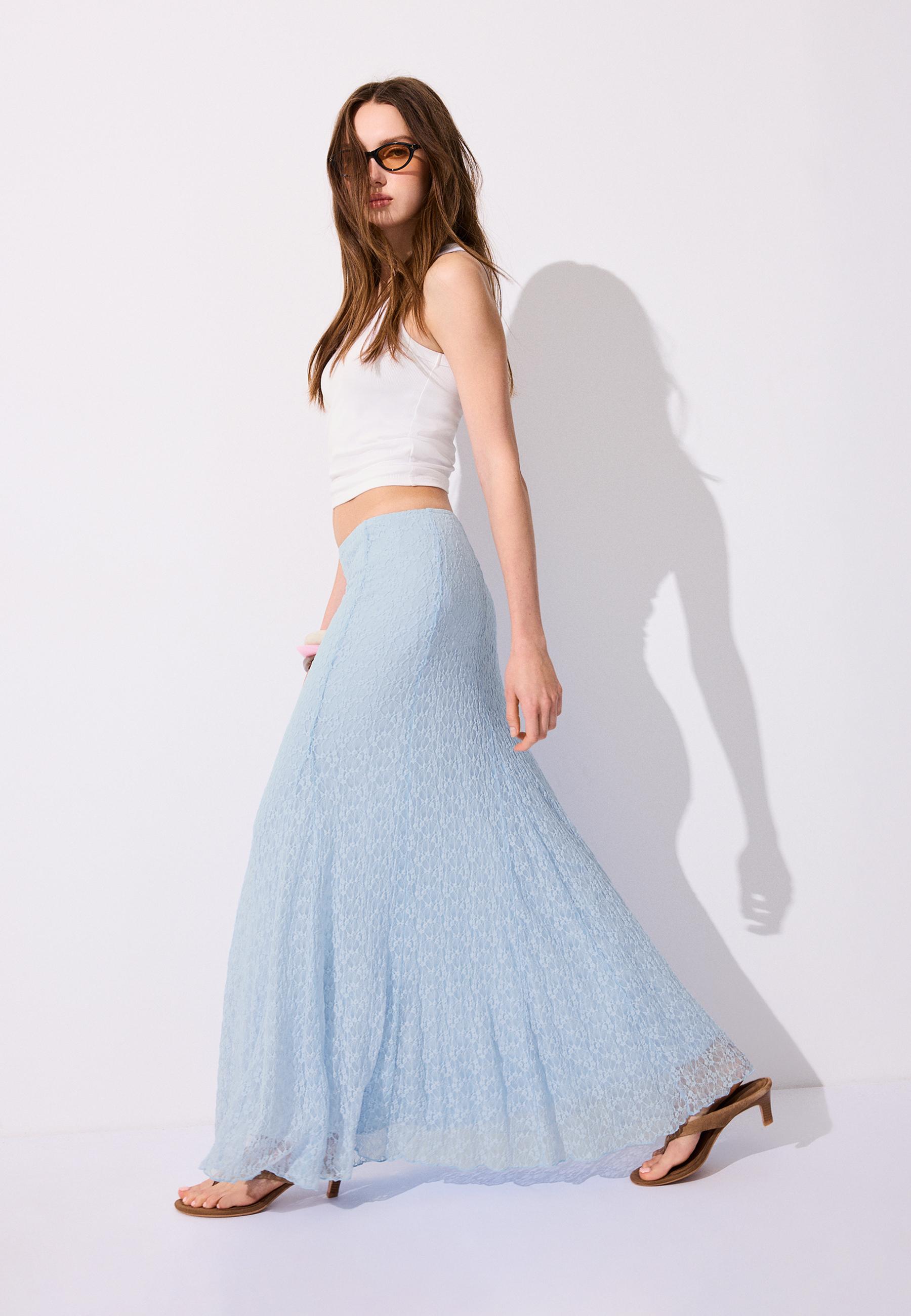 Lace midi skirt — Royal blue
