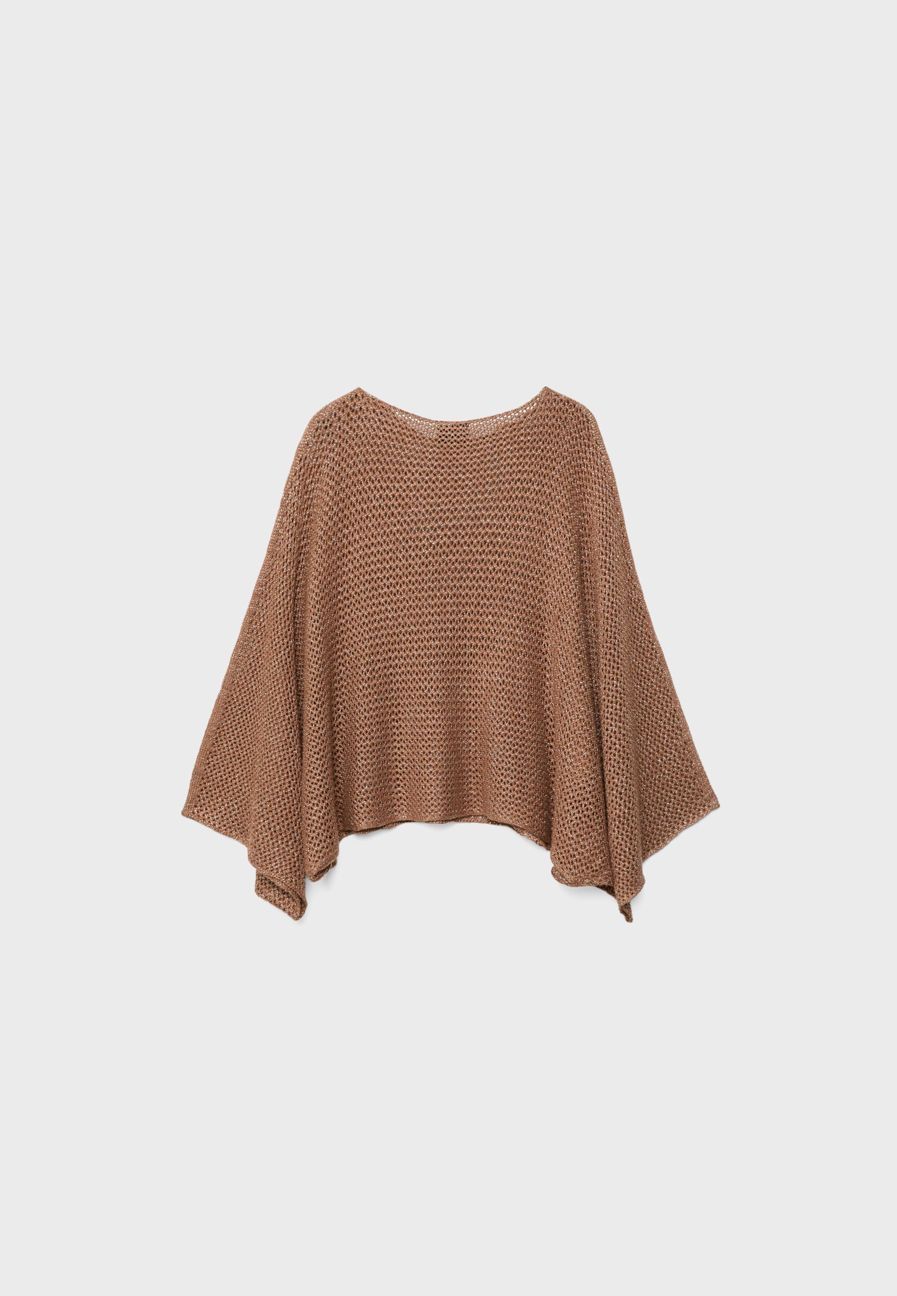 Metallic knit cape — Brown
