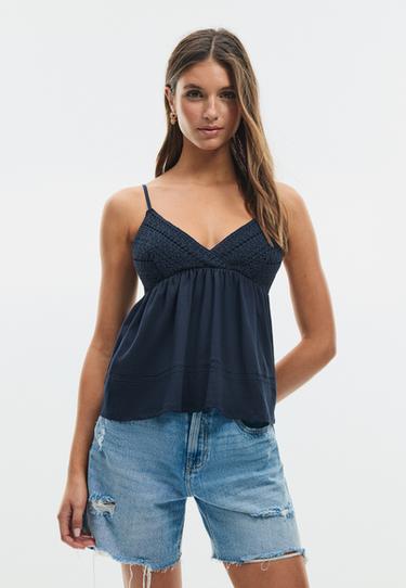 Crochet strappy top — Dark blue 1