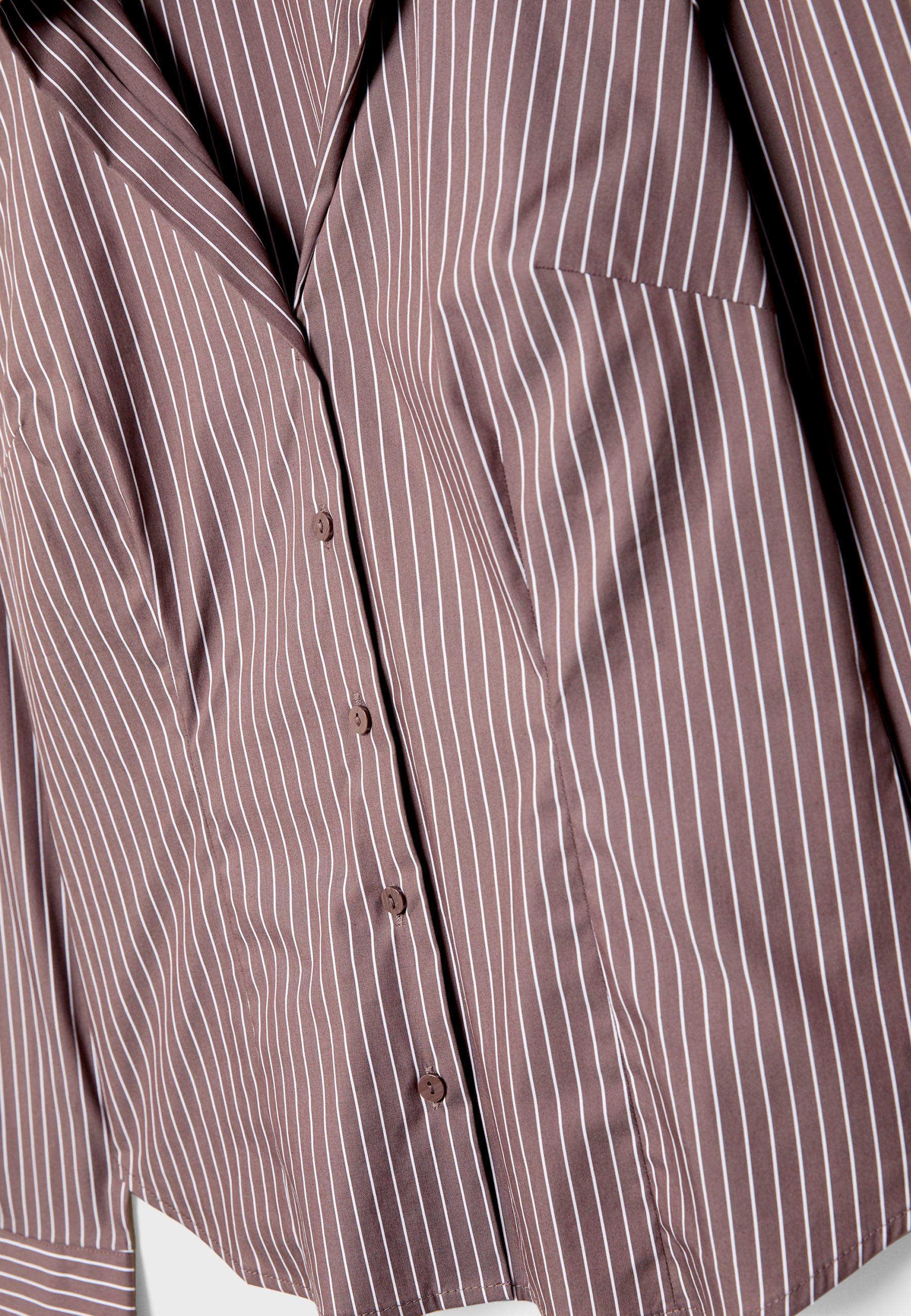 Basic striped fitted shirt — Brown