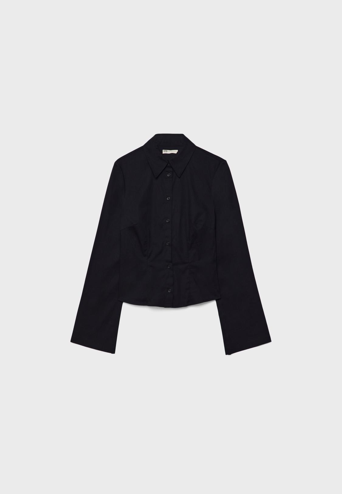 Encaje Stradivarius Camisa Negra Camiseta Encaje Negra