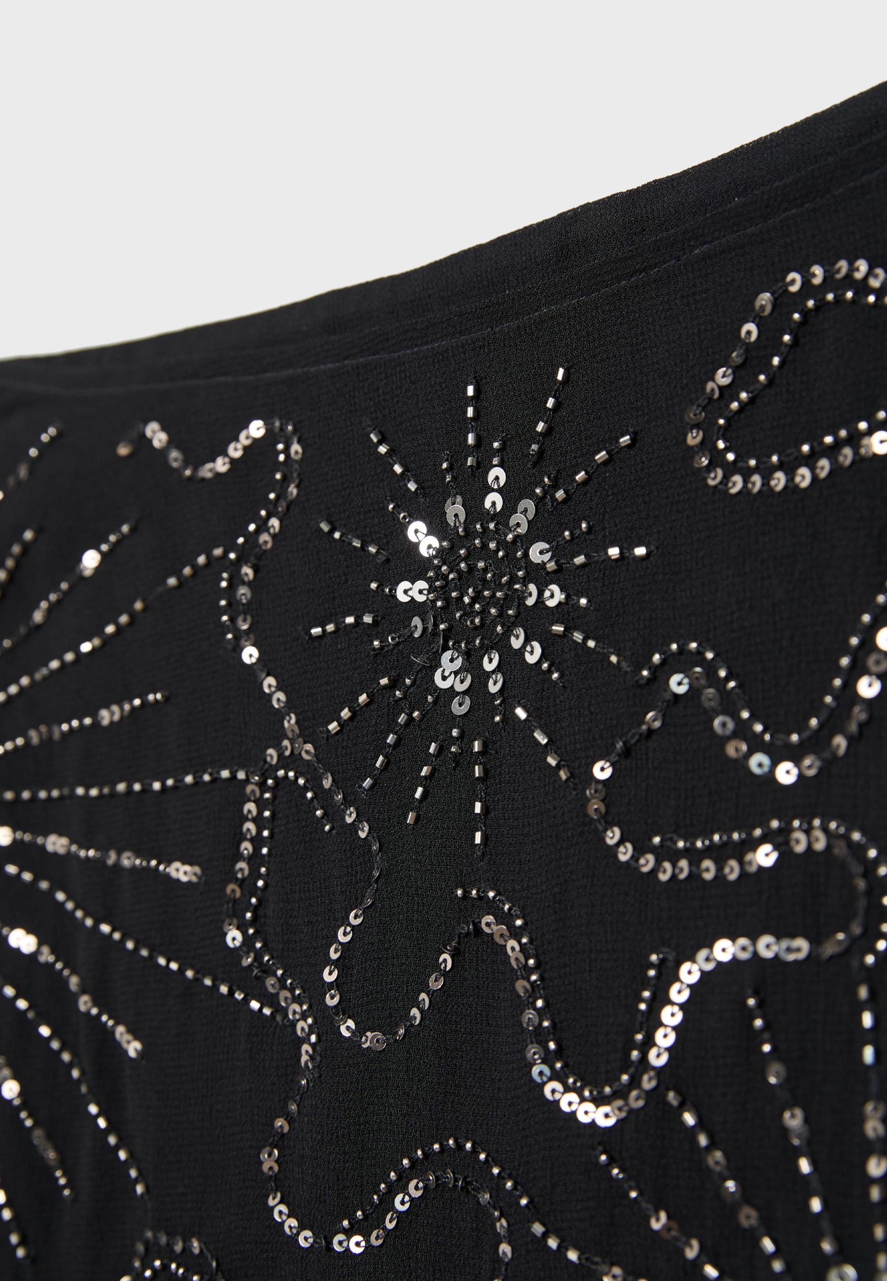 Embroidered wrap mini skort — Black