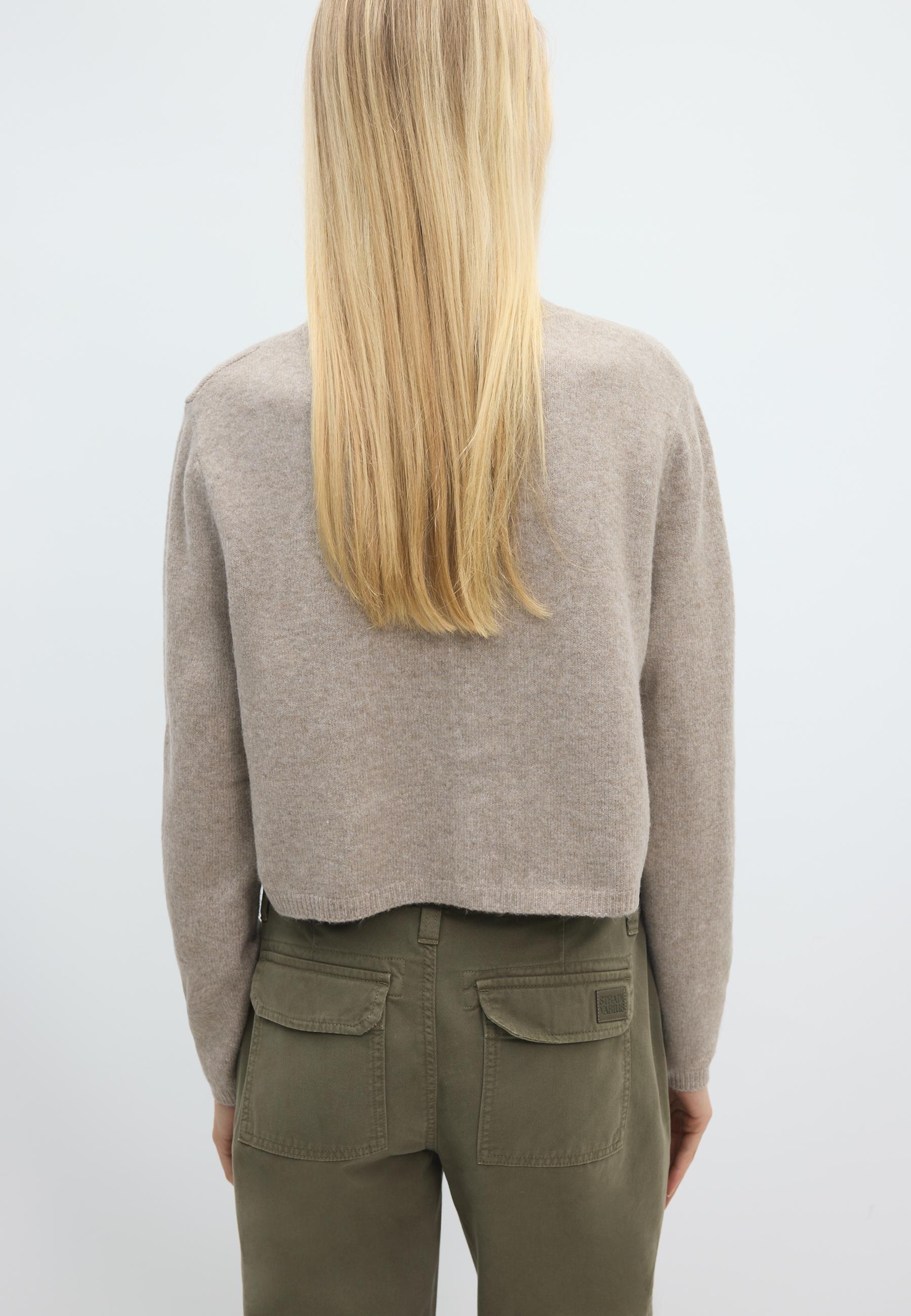 Soft-touch button-up knit cardigan — Stone