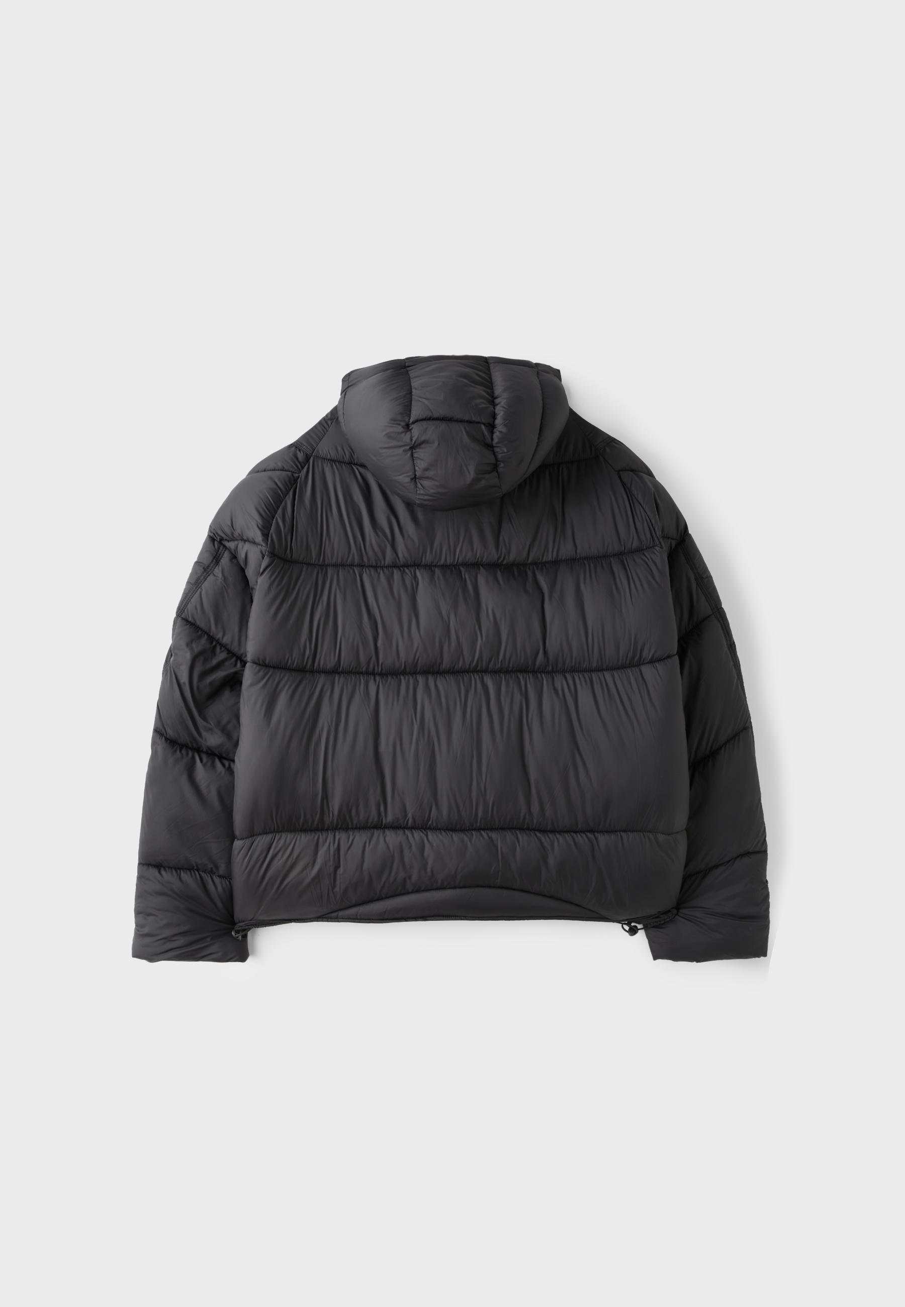 Hooded puffer jacket — Black