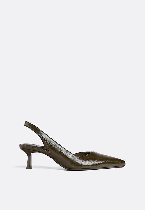 Stradivarius Βασικές Γόβες Kitten Heel Χακί 41