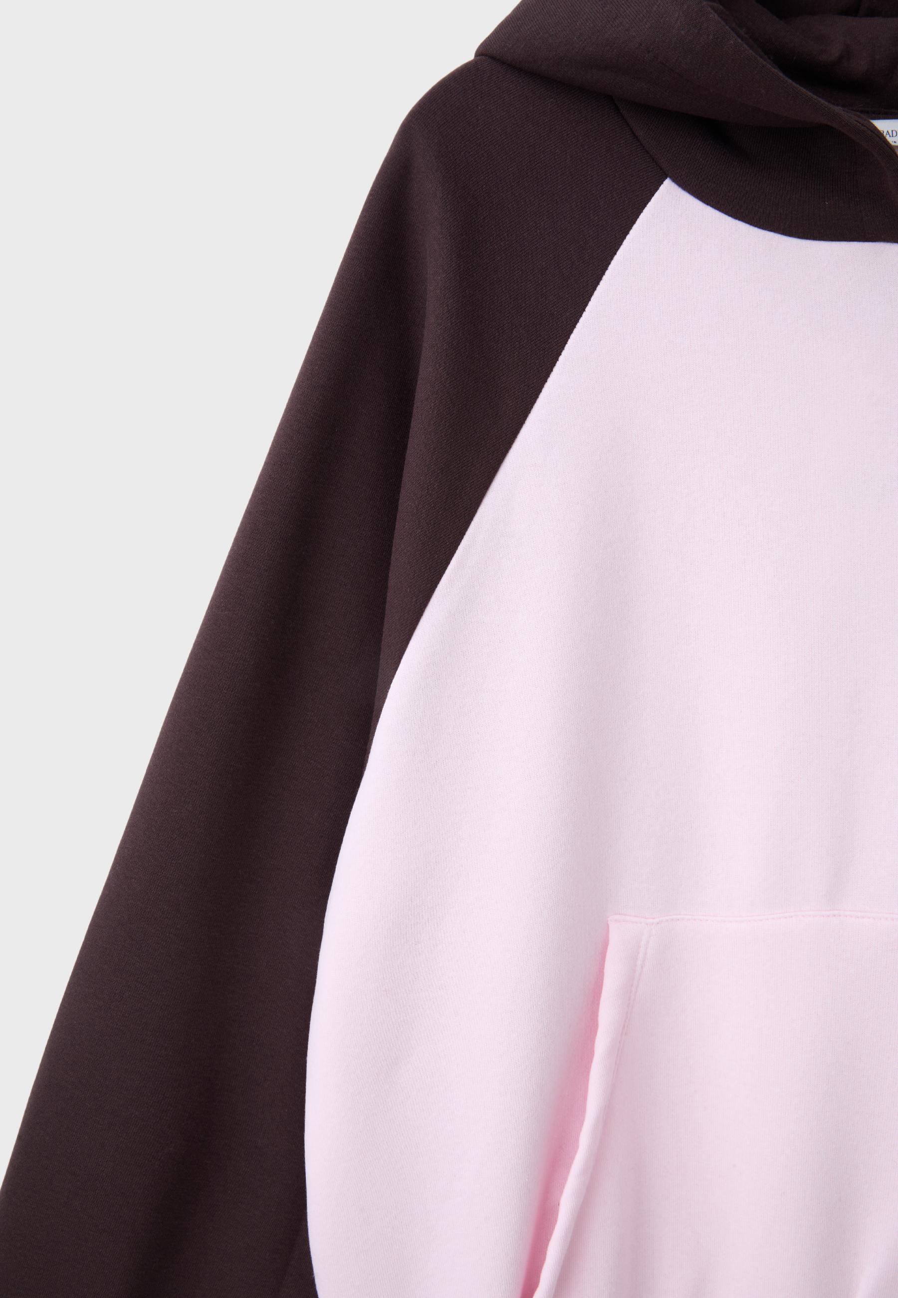 Contrast raglan sleeve hoodie — Pastel pink