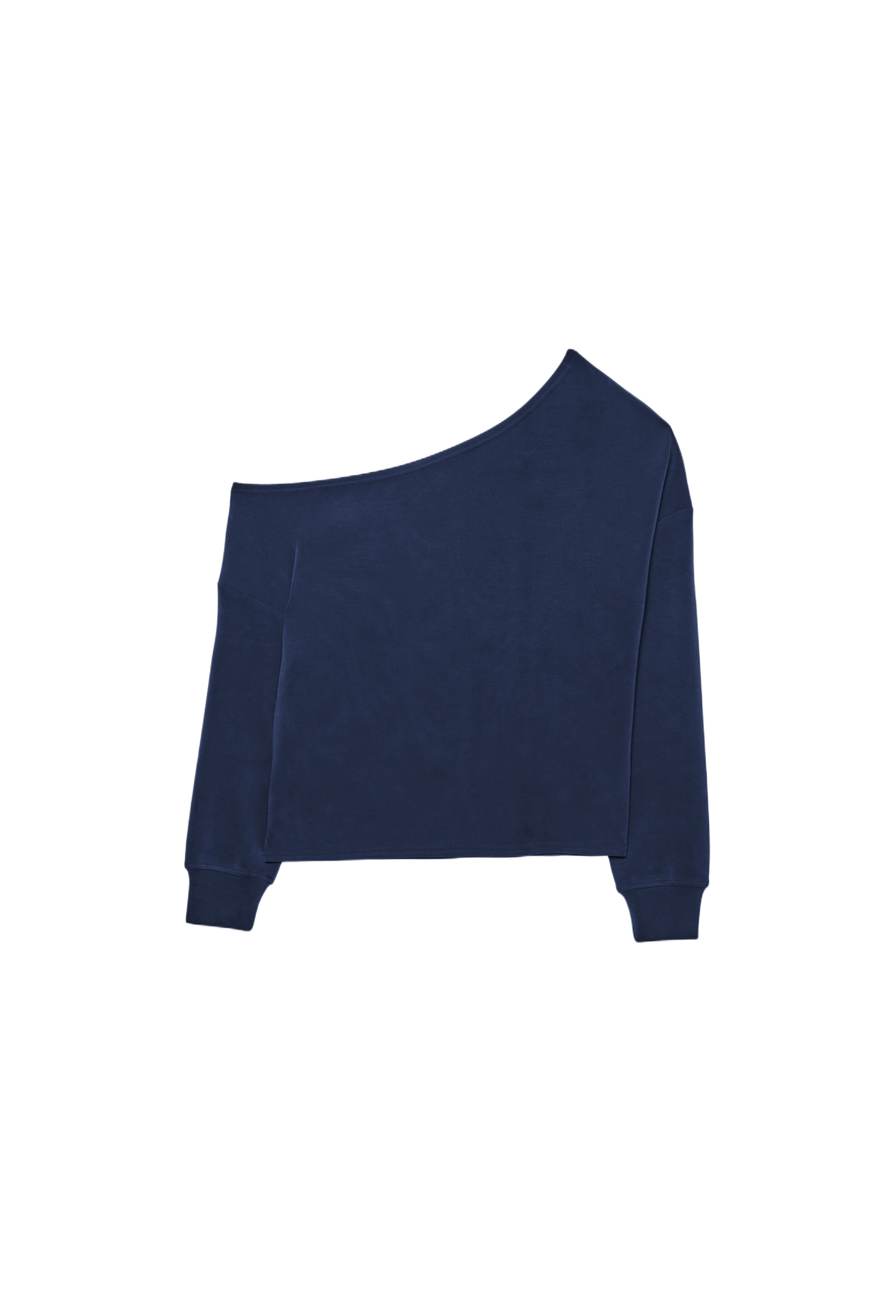 Soft-touch off-the-shoulder sweatshirt — Dark blue