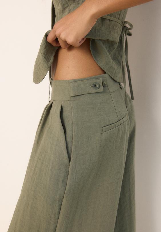 pantalon wide botones ajustable rustico