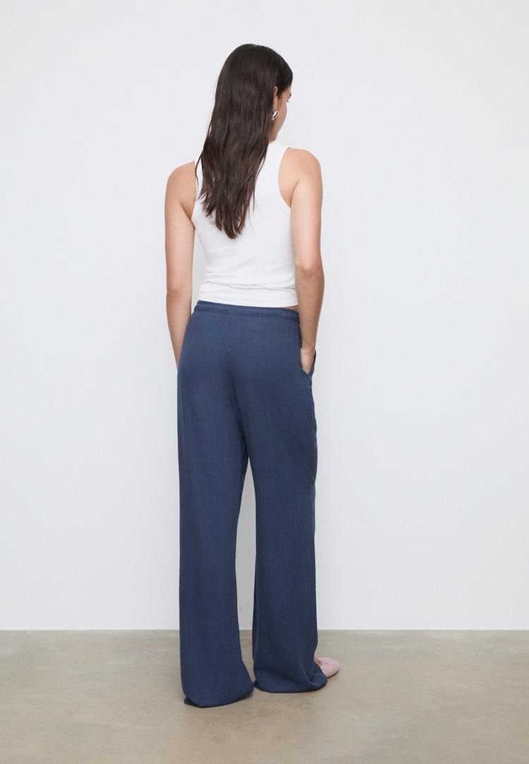 pantalon fluido con lino