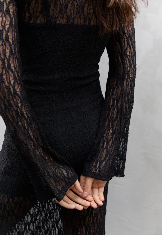 dantelli uzun elbise