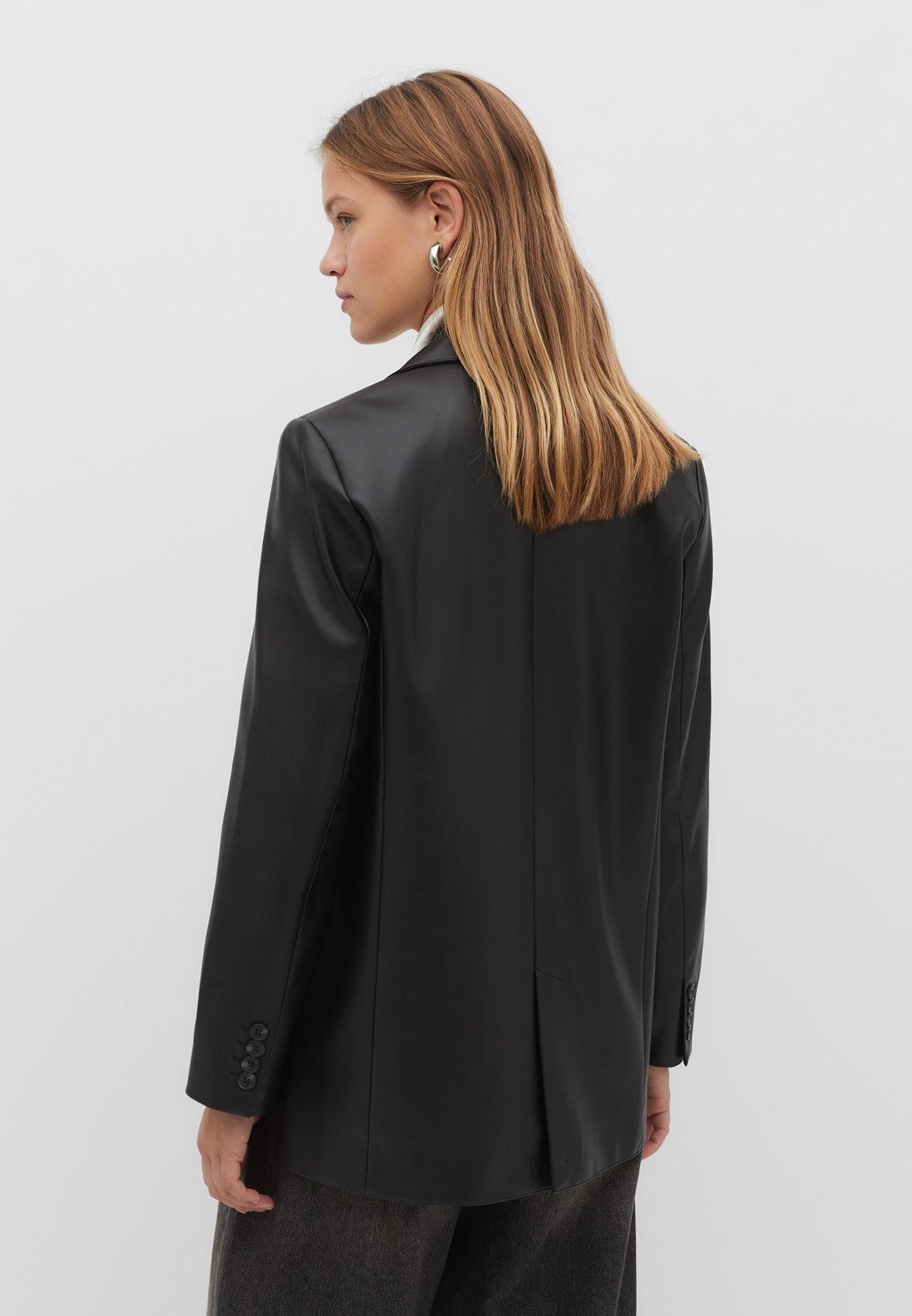 Regular fit leather effect blazer — Black