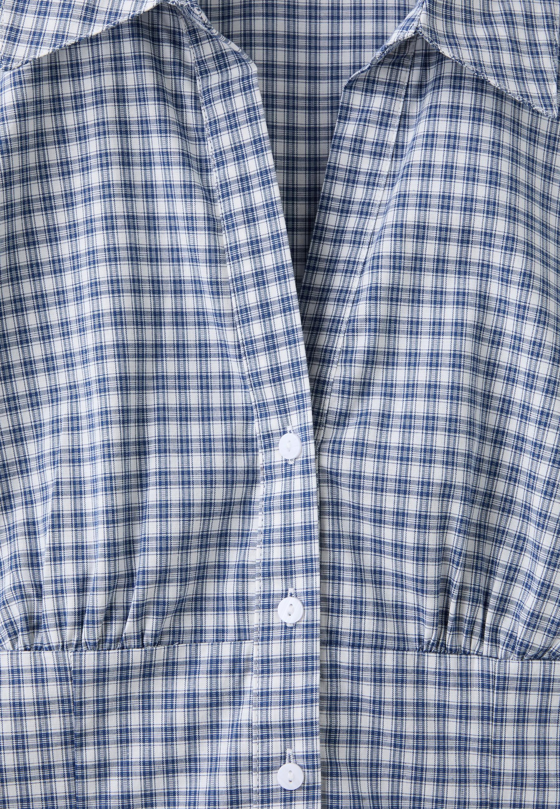 Short sleeve under-bust seam shirt — Navy blue