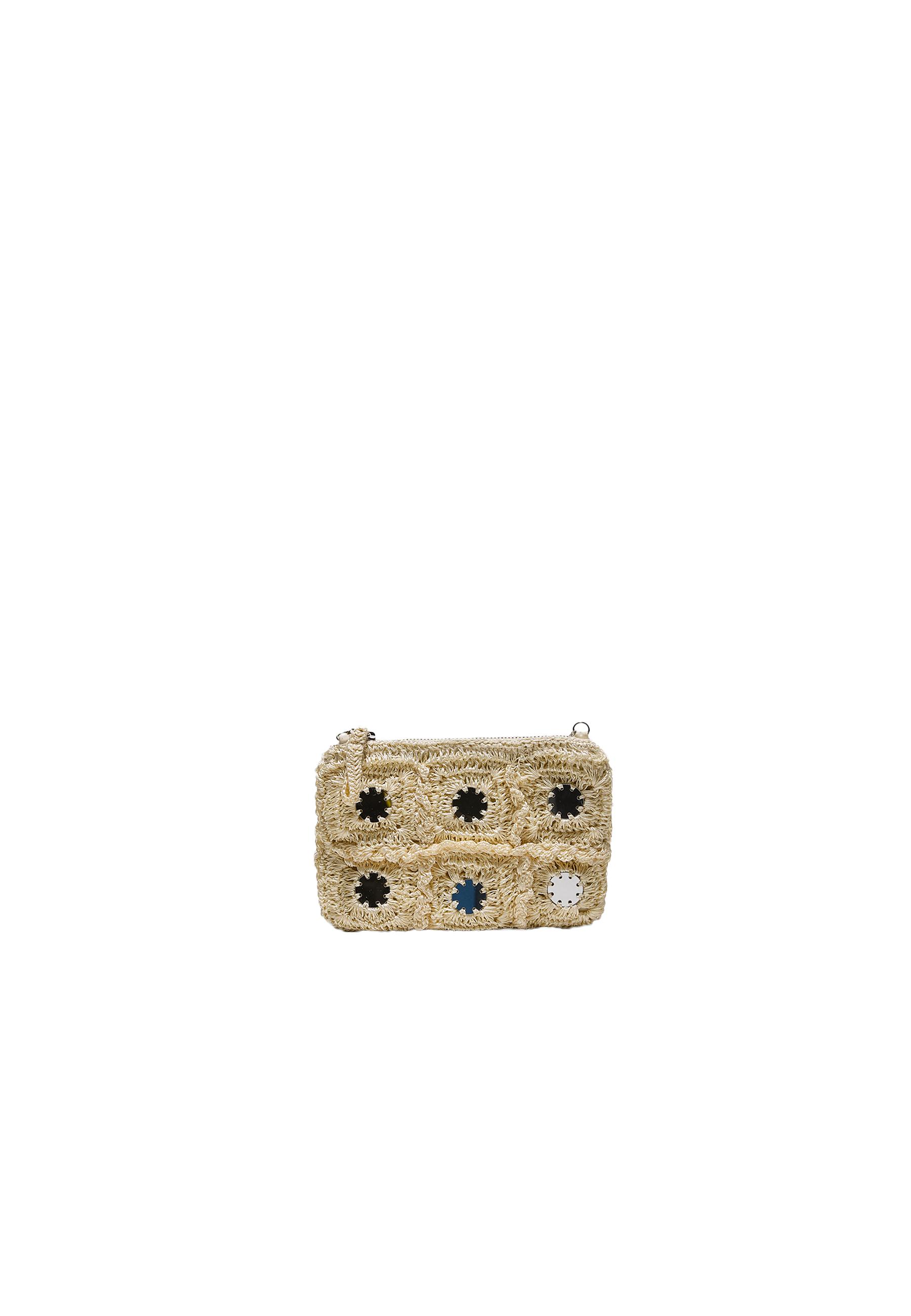 Mini mirror crochet crossbody bag — Ecru