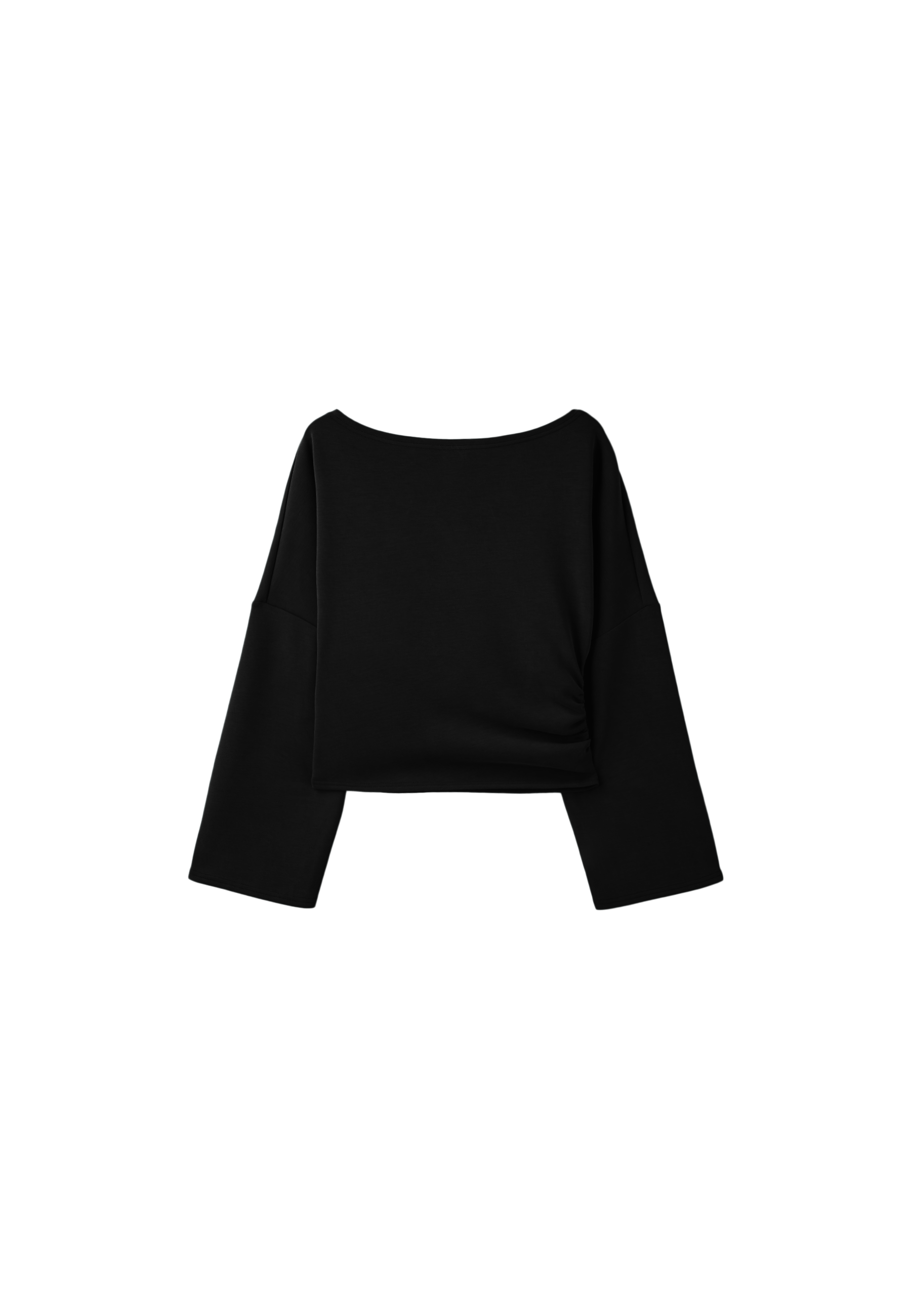 Soft-touch ruched asymmetric sweatshirt — Black