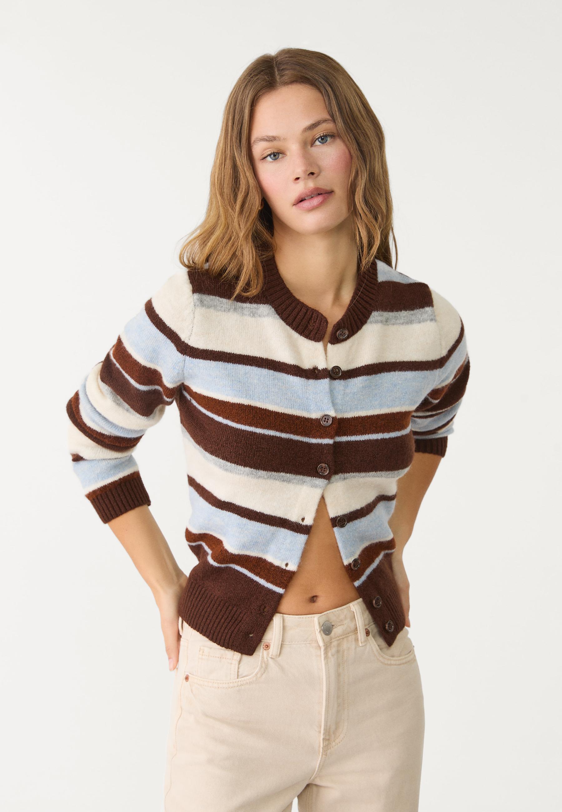 Striped knit cardigan - Women's fashion | Stradivarius